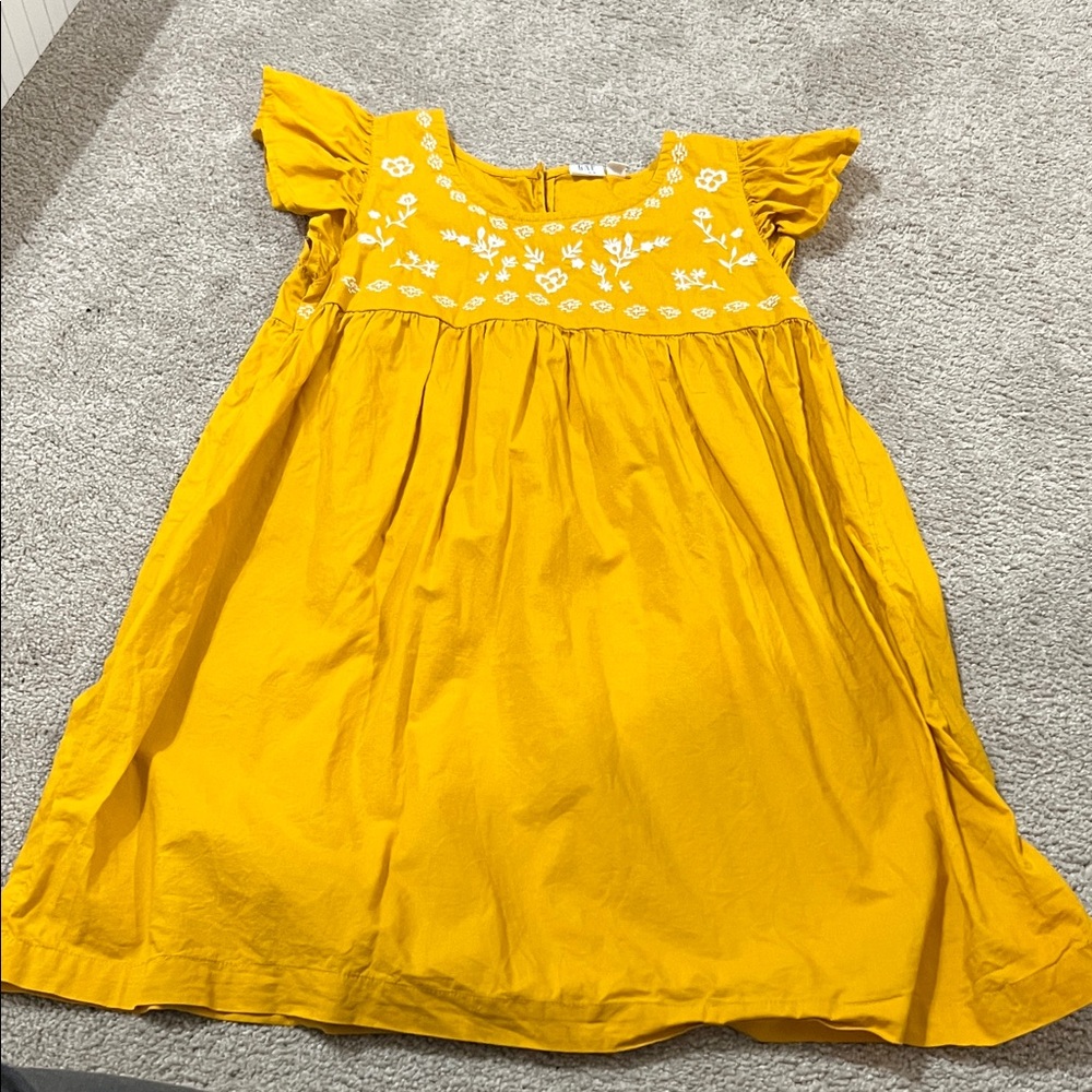 Yellow Floral Embroidered Gap kids dress size Large